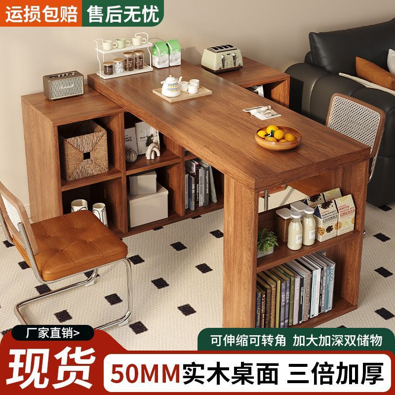 转角书桌卧室梳妆台L型柜拐角电脑桌子实木可旋转书架书柜一体桌|undefined