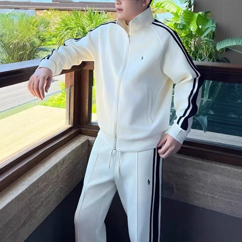 Casual Sports Suit Men's Autumn New Embroidered Horse Logo Cardigan Sweatshirt Youth Loose Slimming Two-Piece Set for Men