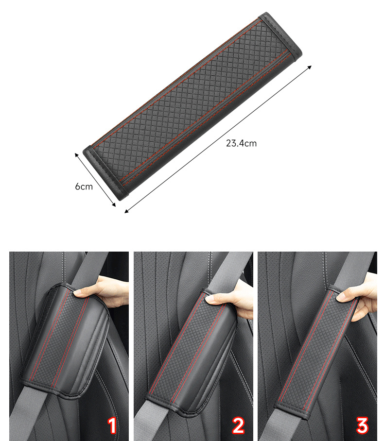 Car Seatbelt Shoulder Pad Embossed Leather Safety Belt Cover Thickened Protective Cover for Car Seatbelt
