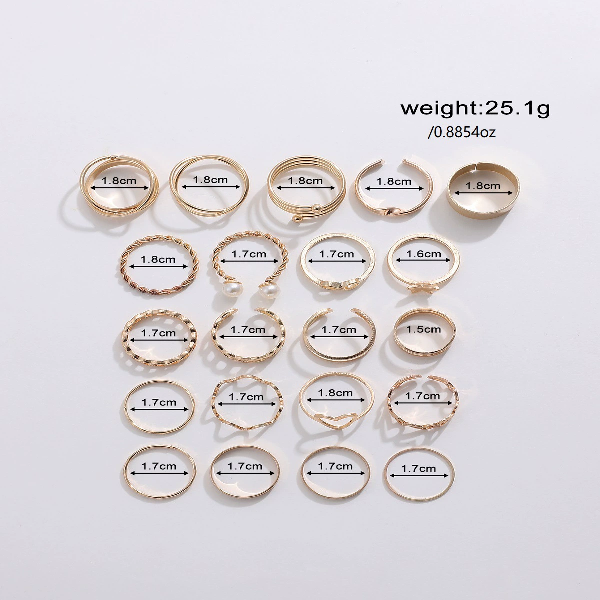 Set, one size ring, decorations, European style, 18 carat white gold, gold and silver
