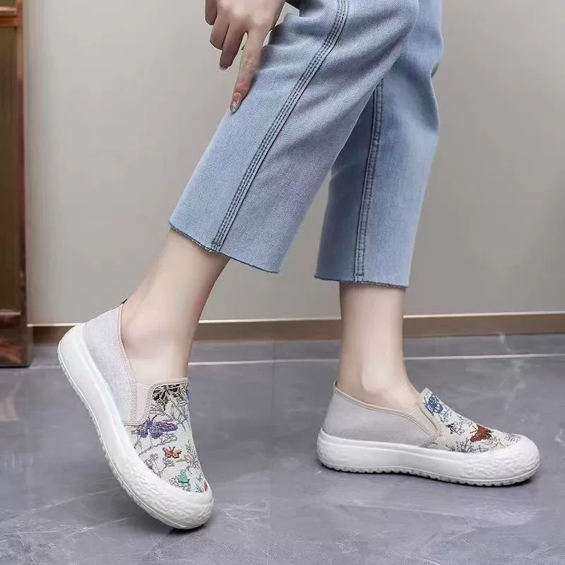 Г2025 новые женские туфли на толстой подошве, fisherman's shoes повседневные однотонные туфли с зазубренным носком, ленивые стильные туфли