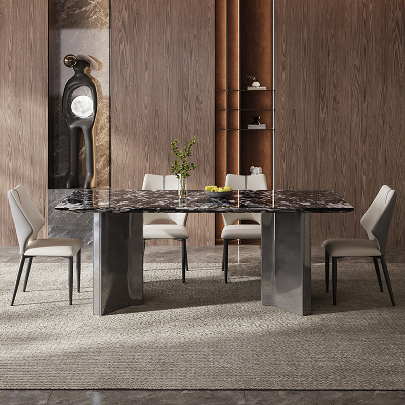 现代轻奢大理石餐桌椅意式极简奢石现代轻奢微晶石家用餐桌椅家用