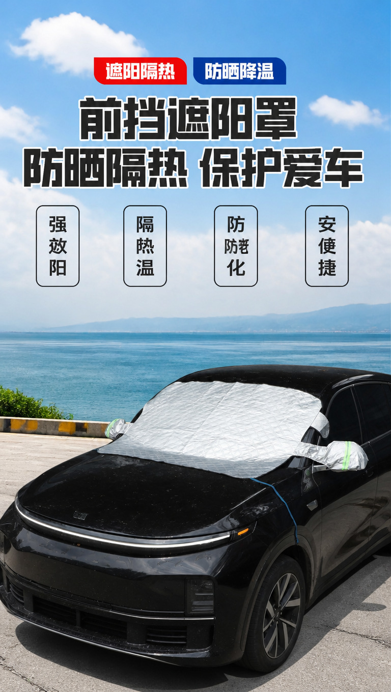 Car sunshade for sun protection and heat insulation, large car cover, thickened front windshield snow cover, frost protection