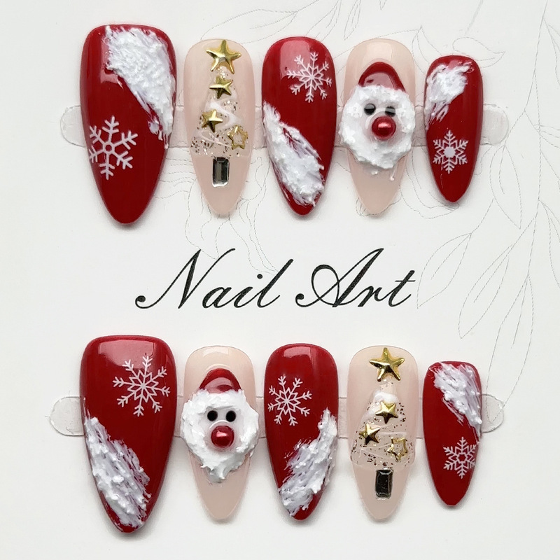 Cross-Border New Manicure Ultra-Thin Adhesive 3D Stickers Autumn and Winter White Snowflake Snowman Bell Nail Jewelry Decals