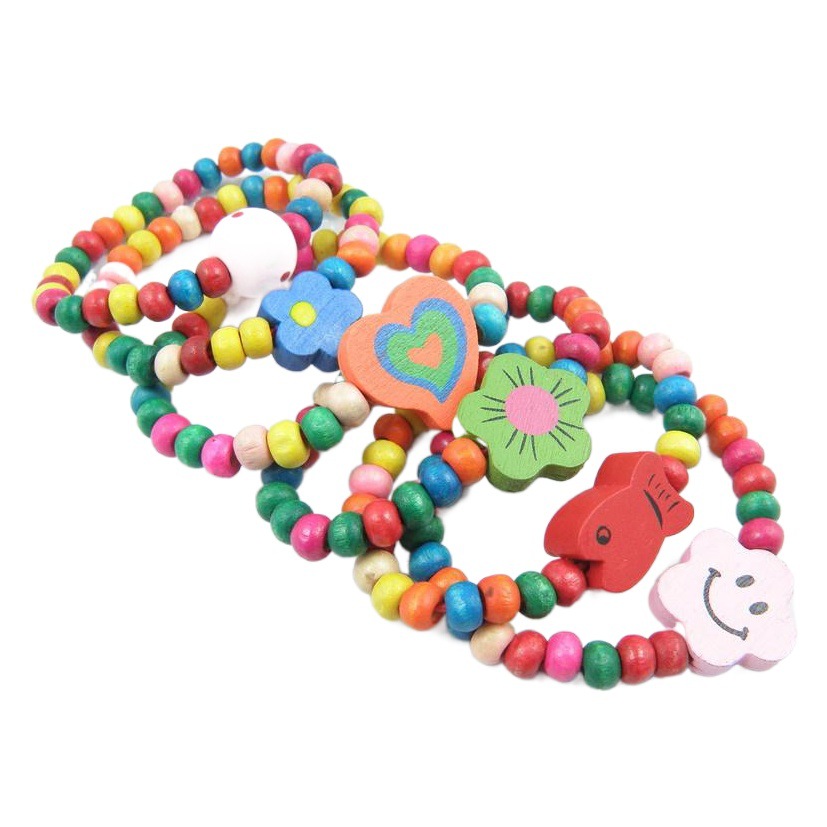 Los niños del color caramelo pulsera de madera juguete elástico cuerda mano bebé joyería AliExpress envío