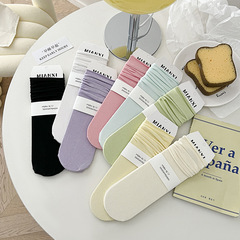 White stack socks for women, summer thin ribbed ankle socks, macaron ice socks, soft and breathable cotton socks, Zhuji wholesale