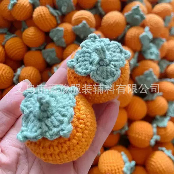 Woolen Knitted Persimmon, Strawberry, Peanut, Sunflower Keychain Pendant, Handmade Crocheted Apple, Peach, Creative Fruit