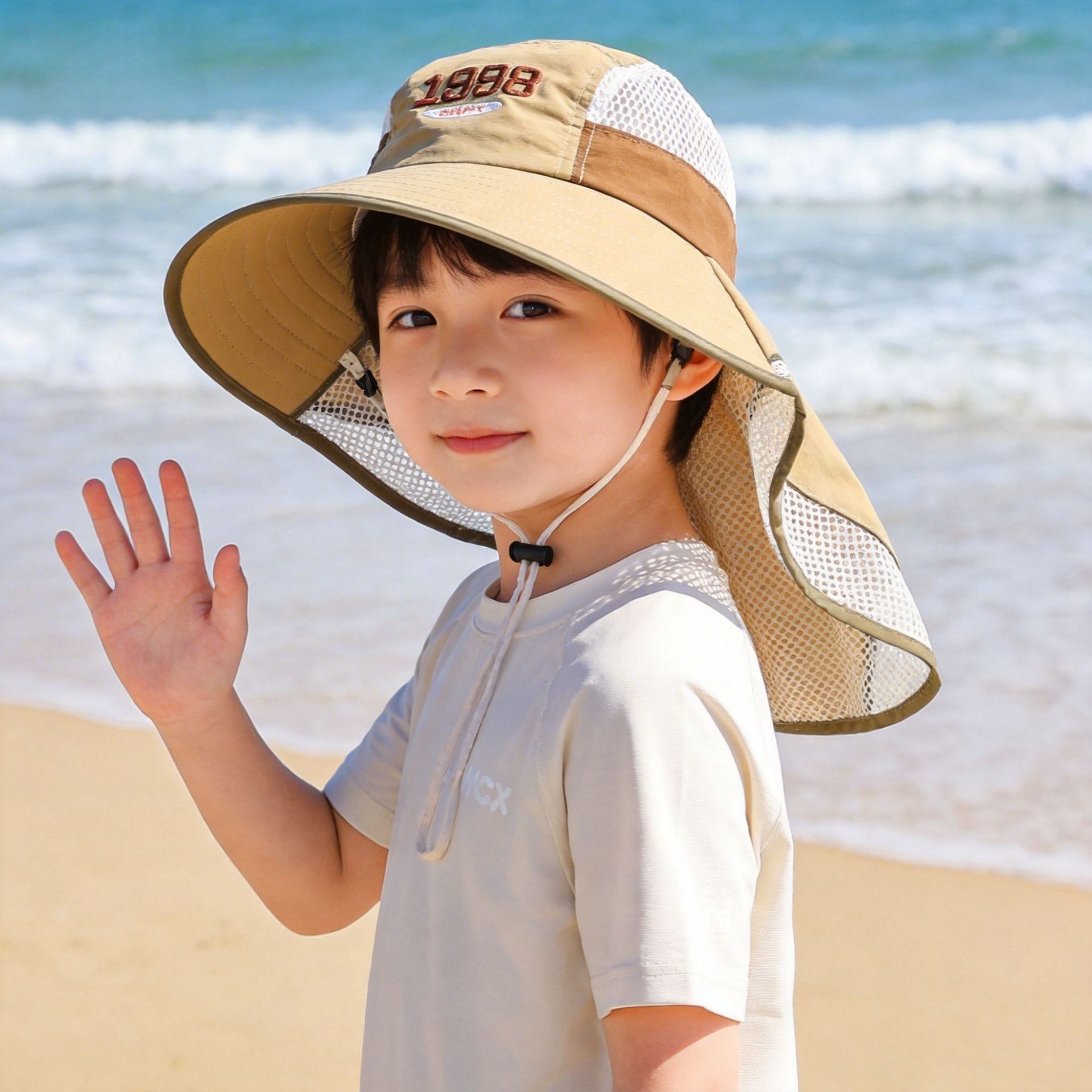 Kids Casual Sun Hat UPF 50+ Children's Boys Summer Outdoor Hiking Large Brim UV Protection Cape Sunshade Girls Sun Hat_voghion.com