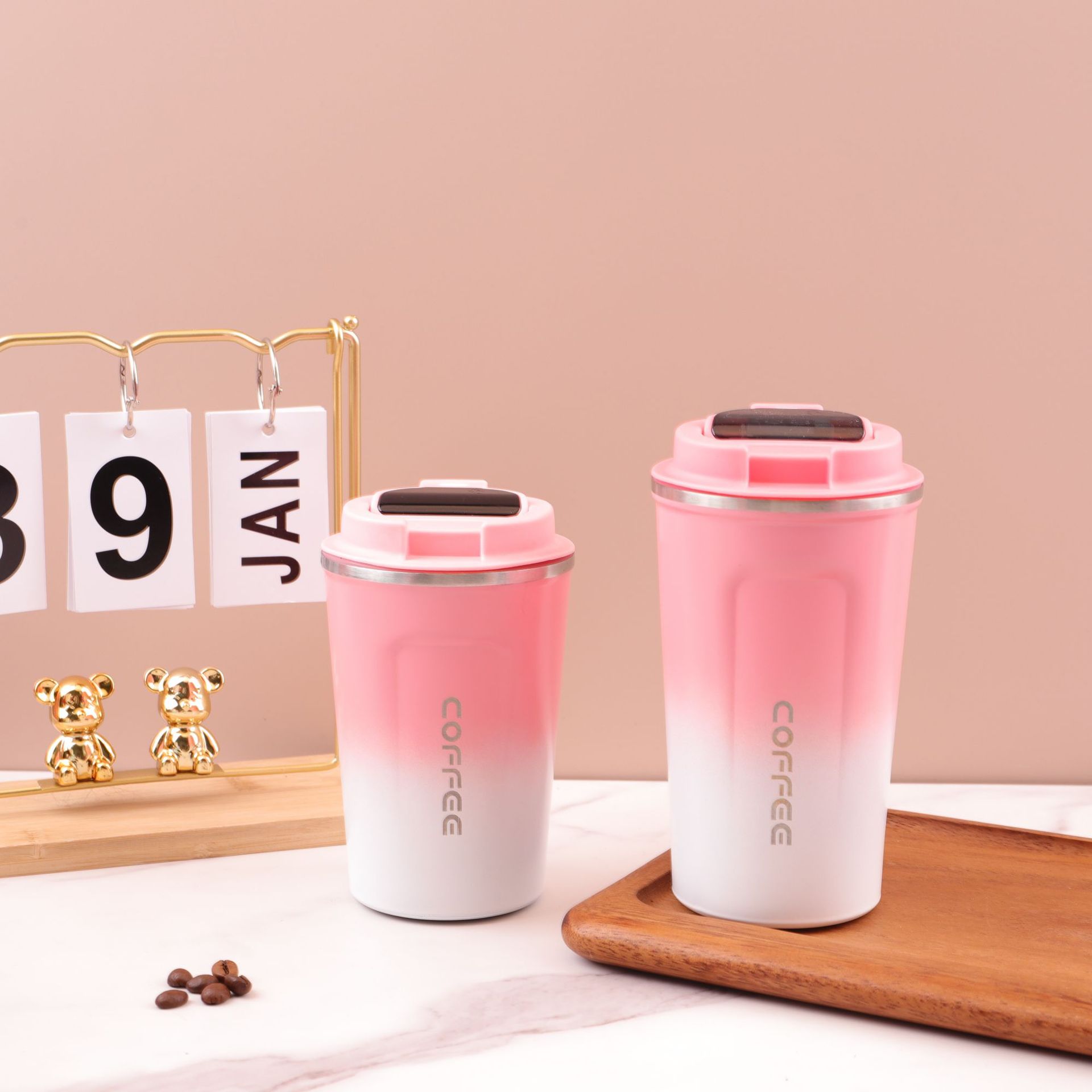 Ventas transfronterizas calientes de color gradiente 304 acero inoxidable solo puede aislar tazas de café portátiles al aire libre tazas de vacío de doble capa