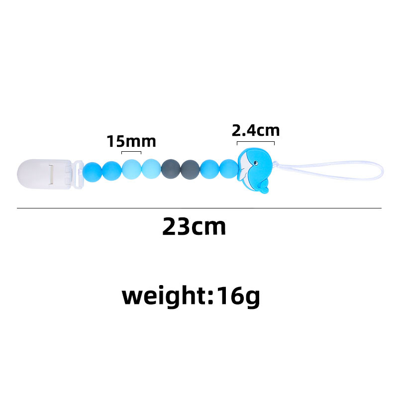 Amazon nuevo bebé ballena de silicona chupete Cadena de dientes de bebé Cadena de molienda calmante cadena anti-caída