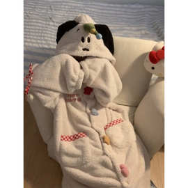 毛绒派对狗珊瑚绒睡袍女冬季加绒可爱长款宽松睡裙家居服睡衣女