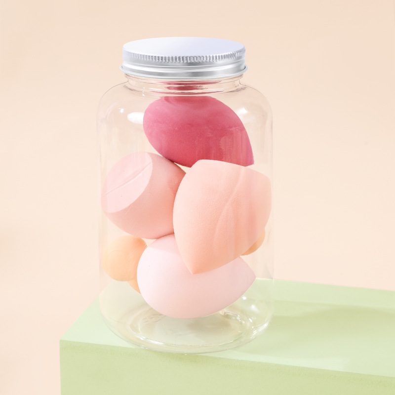 14 piezas de maquillaje huevo conjunto de botellas flotantes huevo esponja mini dedo polvo flocado polvo triángulo polvo