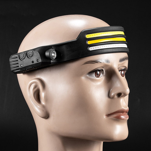 New silicone headlamp LED mini multi-function wave sensor headlamp COB outdoor fishing strong light flashlight