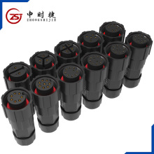 中時捷M16防水接頭2-12芯螺紋公母組裝焊接式LED燈電線電纜連接器