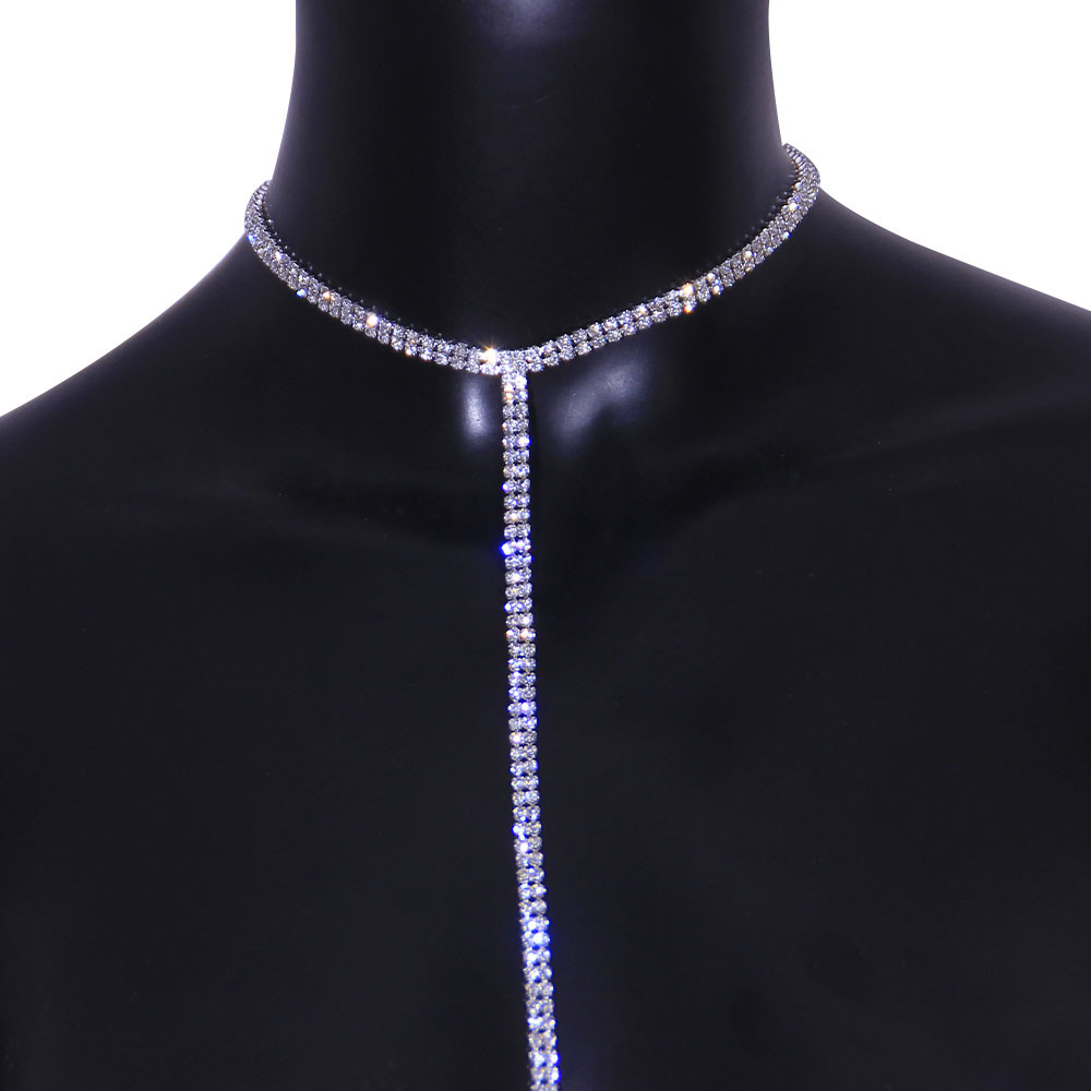 Rhinestones Inlay Material Luxurious Geometric Rhinestones Rhinestone Y-necklaces Wholesale