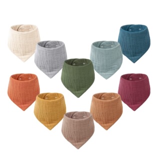 Cross-Border Baby Saliva Towel Pure Cotton Crepe Waterproof Bib Baby Supplies Kidsren Newborn Toddler Super Soft Triangle Towel