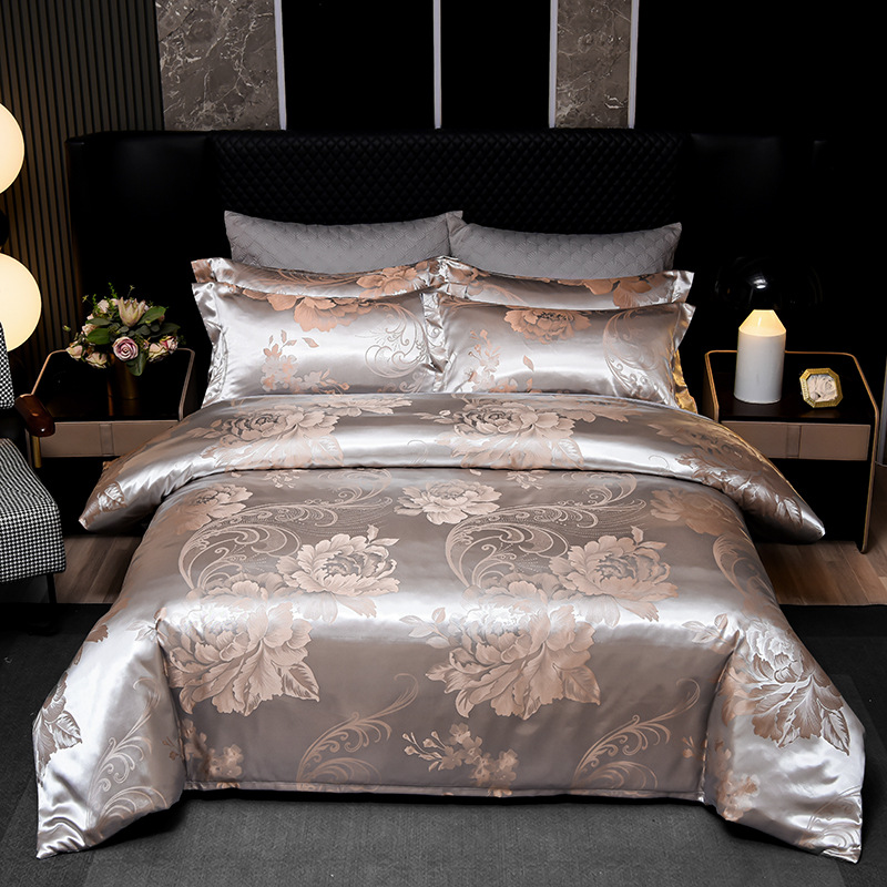 Jacquard satin europeo de alta gama set de cuatro piezas de tela gruesa sábanas de borde de cama de doble comercio exterior hotel residencial