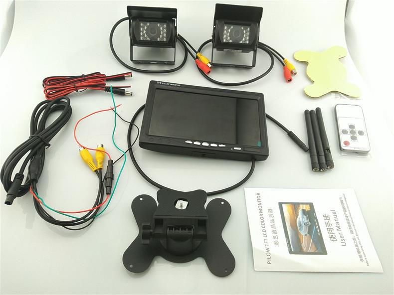 7-inch wireless front and rear dual recording reversing image car wiring-free HD night vision camera car display