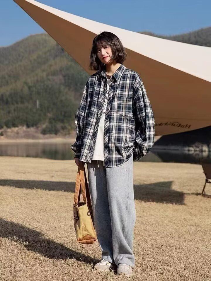 Plaid INS New Standard Trendy Long Sleeve Elegant Youth Popular Men's Harajuku Fashion Spring Autumn Shirt Daily_viptrois.com