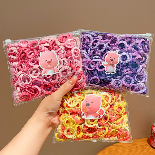 Children's skin-colored elastic hair tie, non-irritating, bag-style fringed hair tie for girls, hair tying, hair rope for little girls, thumb-sized small hair tie