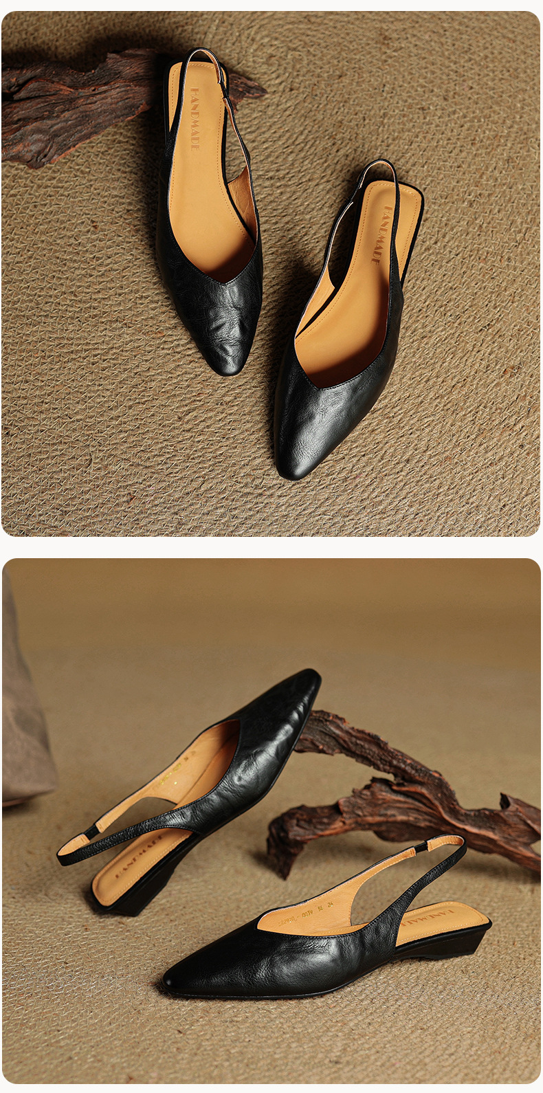 Sandal nữ da bò mũi kín quai sau đế bệt phong cách Hàn Quốc — đen chi tiết 26