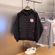 24冬新款男士潮流轻薄款宽松百搭休闲圆标印花连帽棉衣