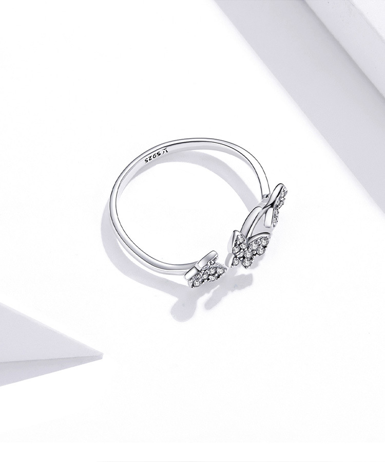 Fashion Geometric Butterfly Sterling Silver Plating Zircon Rings