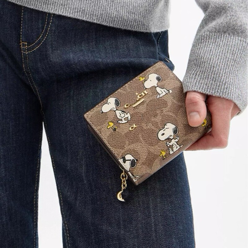Women's Cartoon Bag Co-Branded Wallet Printed Fashion Accessories Short Half-Fold Zipper Wallet Snap Closure Wallet