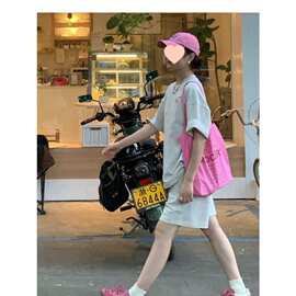 少年感休闲运动服套装女夏季新品美式宽松显瘦短袖短裤学生两件套