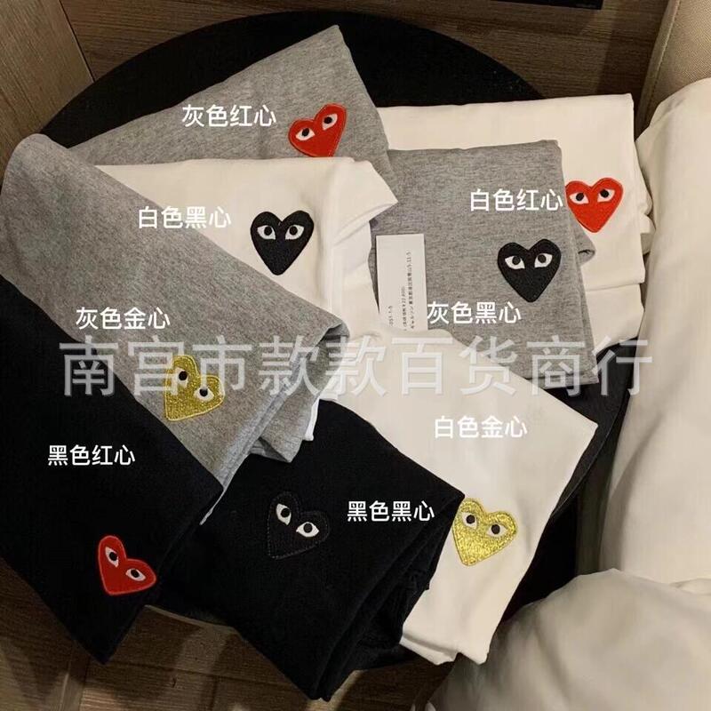 Japanese Trendy Brand川久 Embroidery Heart Short-Sleeve T-Shirt Unisex Couple Matching Parent-Child Small Red Heart