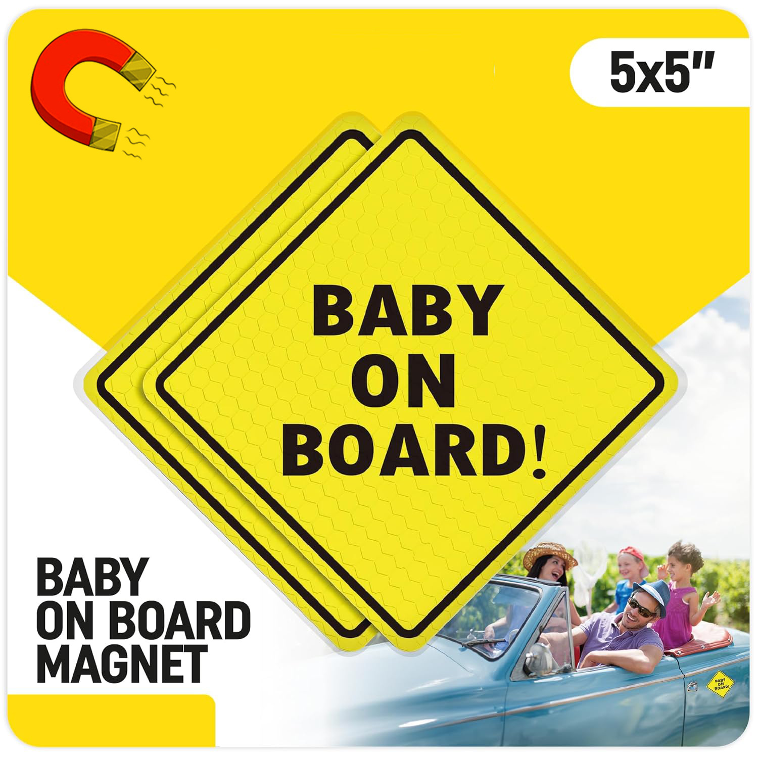 Baby an Bord – Magnetischer Autoaufkleber, Magnetischer Stoßstangenaufkleber, Autoaufkleber_voghion.com