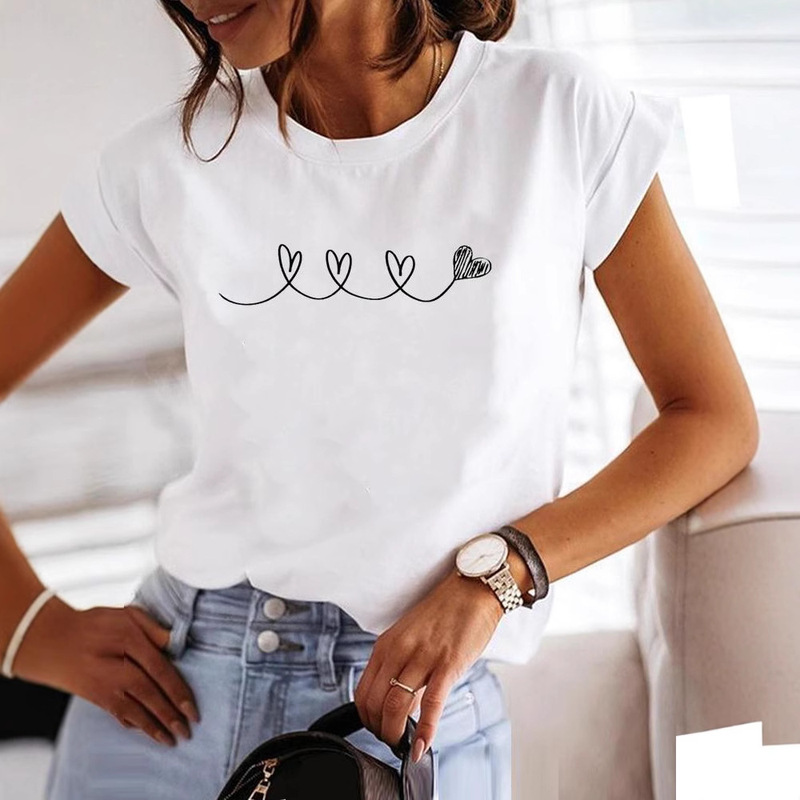 Women's summer dress graphic T-shirt fashion short sleeve printed love style 90 s trend cute T-shirt clothing T-shirt
