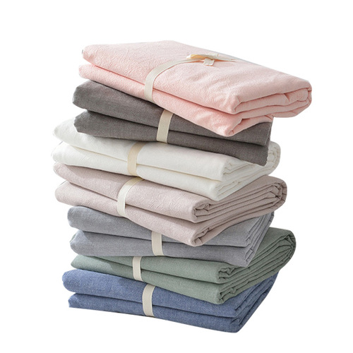 T03 Japanese Minimalist Unbranded Single Bed Sheet Good Quality Cotton Washed Cotton Bed Skirt Pure Cotton Simple Single Bed Sheet Bed Skirt Solid Color