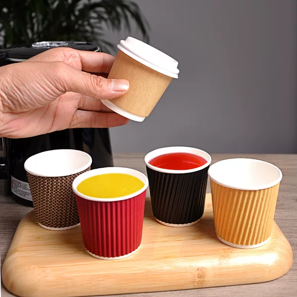 Disposable 4oz 100ml 4oz Coffee Cup Tasting Cup Double-Layer Small Paper Cup Corrugated Cup Embossed Cup