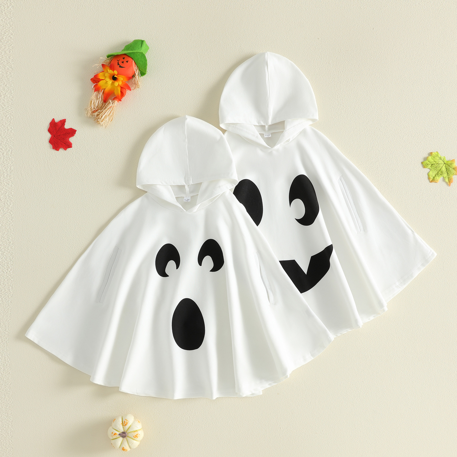 New Halloween Funny Smiling Ghost Cape for Boys and Girls, Party Cosplay Costume