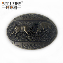 BULLZINE 厂家直销锌合金小鹿皮带扣03759-1复古西部牛仔腰带扣