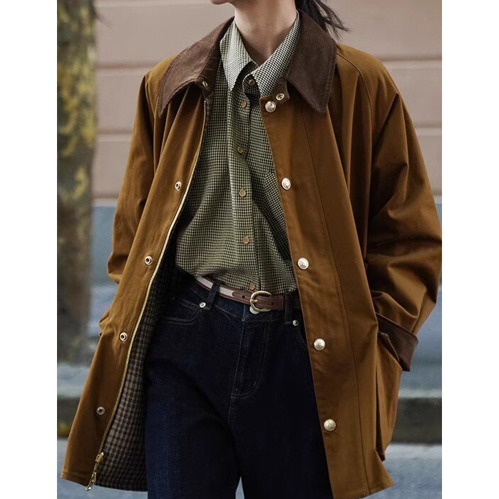 Woolen retro demi-season autumn jacket for men and women