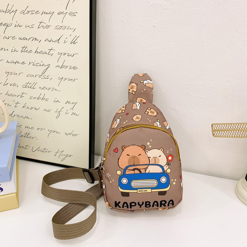 2025 nuevo bolso infantil caricatura lindo capibara bolso de pecho impresión extranjera mini mochila infantil