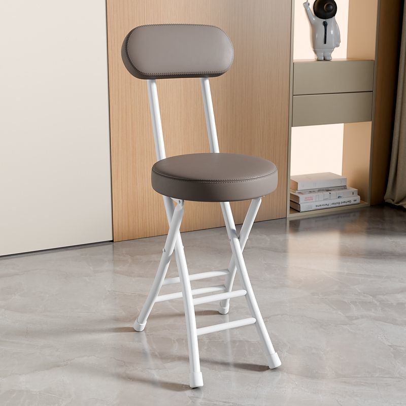 [강화철판 등받이 + 두꺼워진 시트쿠션] 화이트 프레임, 라이트 그레이 표면 접이식 의자