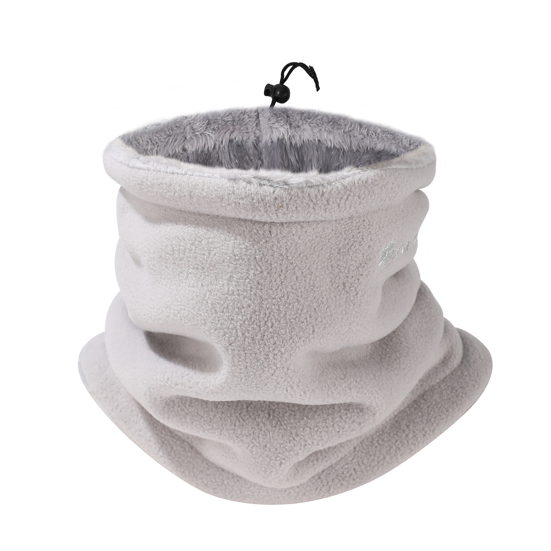 Invierno de terciopelo de calentamiento de la mujer bordado simple cuerda de tracción ajustable máscara fría y gruesa manga de cuello para hombres