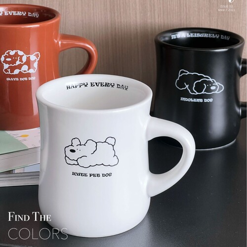 Simple and Elegant Puppy New Model Ceramic Mug Household Large Capacity Couple Water Cup Office Milk Cup Coffee Cup