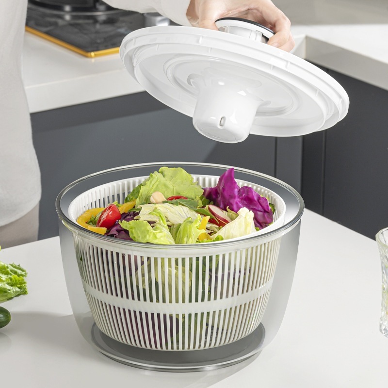 Cesta de drenaje rotativa de gran capacidad deshidratación de verduras prensadas deshidratación de ensalada doméstica deshidratación multifuncional lavabo de verduras image 3