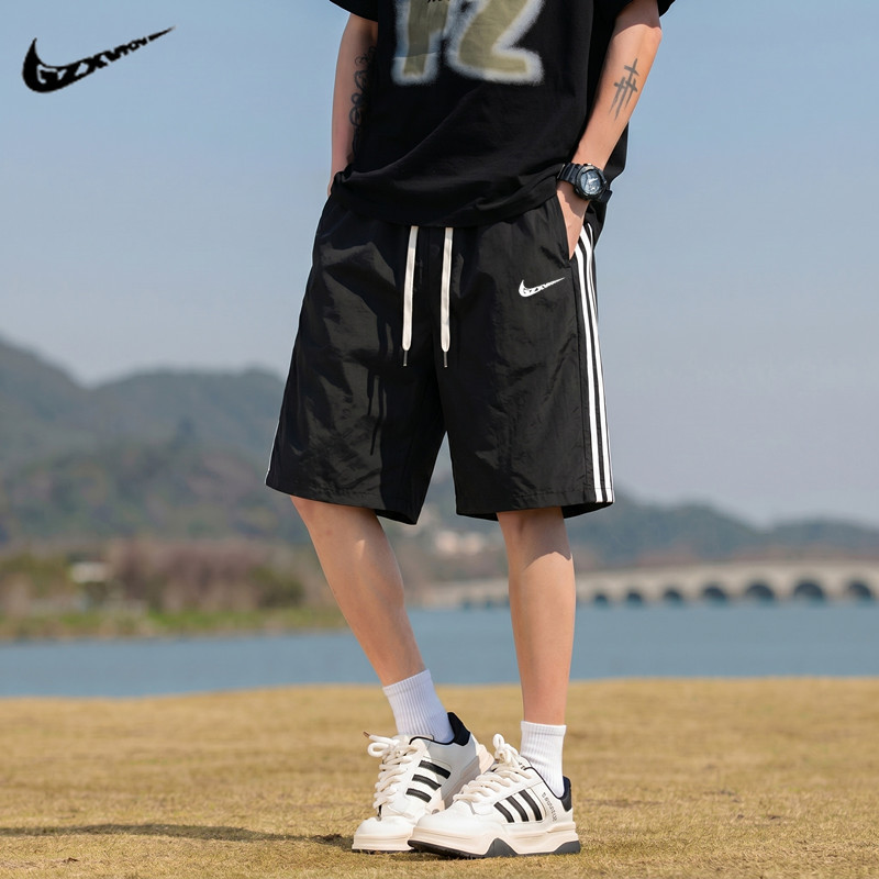 New Breathable Trendy Men's Shorts, Summer Thin Loose Ice Silk Pants, Men's Cool Quick-Dry Running Casual Pants