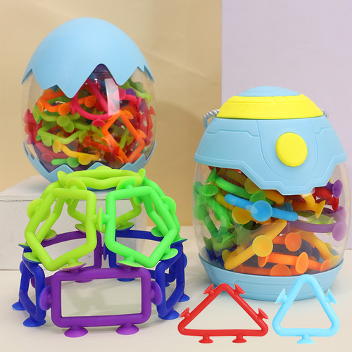 Cross-border hot-selling science and education geometry series children's educational and versatile building blocks suction and sticky DIY toys