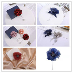 Korean single pin coat brooch floral fabric shawl pin accessory fresh flowers adult matching decorations