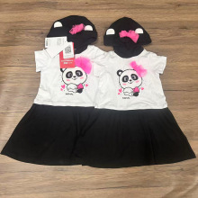 外贸原单夏款儿童连衣裙中小女童卡通裙子休闲圆领连帽短袖裙子