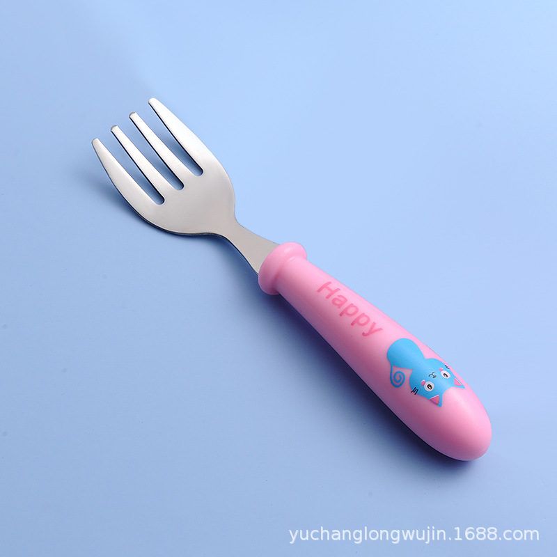 304 de acero inoxidable de dibujos animados para niños tenedor cuchara vajilla regalo creativo alimentación complementaria bebé cuchara tenedor traje portátil