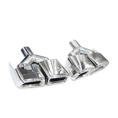 Suitable for Mercedes-Benz W212 Tail Throat E-Class Cla Upgraded Four-Out Exhaust Square Mouth Black-Plated Amge63 Silencer Tail Mouth (Car muffler) - 1-pair-of-y-style-silver-mouthpieces