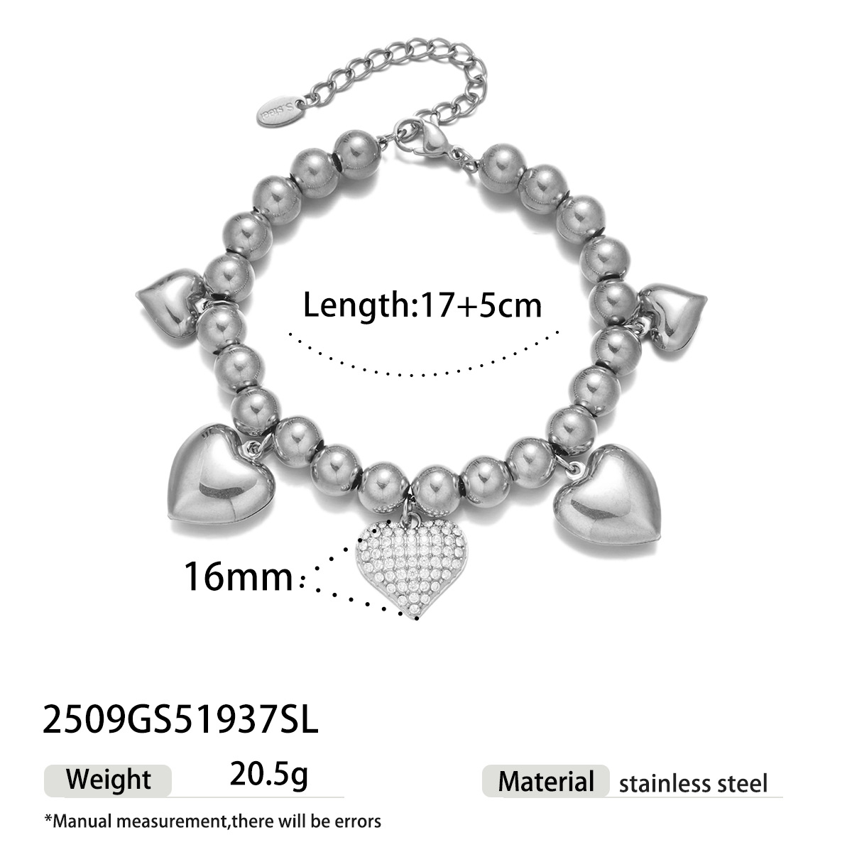 Tina Europa y América pulsera de acero inoxidable lujosa alta sensación de amor versátil más colgante diseño pulsera no se desvanece mujer