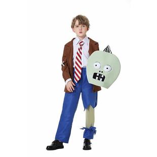 Foreign trade European and American children's men's Halloween cos clothes retro Plants vs Zombies cosplay costume suit